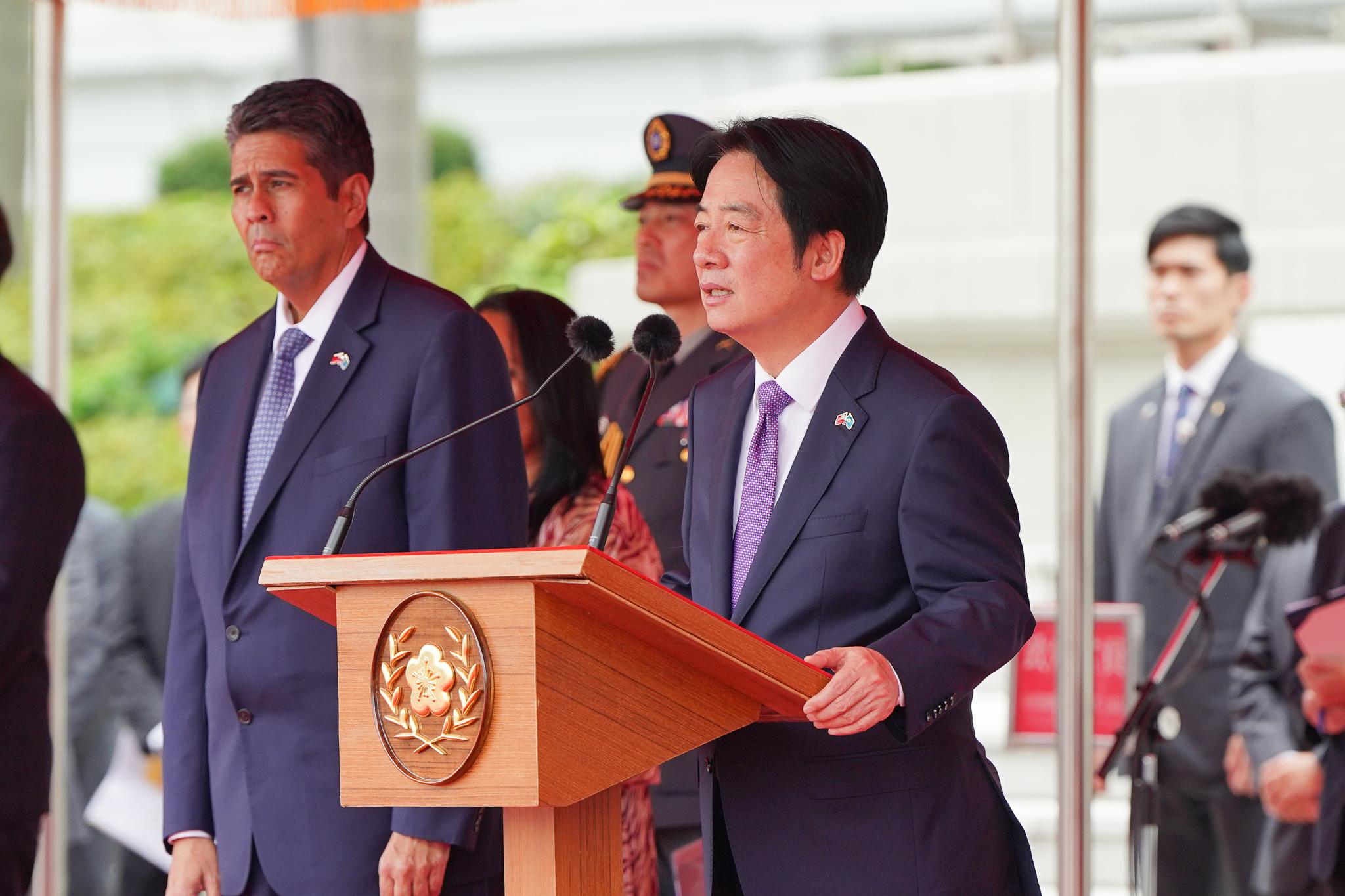 Taiwan President Lai Ching-te welcomed President Surangel S. Whipps Jr., First Lady Valerie Whipps, and a Palau delegation May 19-22. This is President Whipps&#039; first state visit following the inauguration of his second term, which took place in January. Whipps and his delegation were special guests at several ceremonies, including a military Honor Guard ceremony, a visit to the Presidential Palace and a state dinner. Photos courtesy Taiwan Government