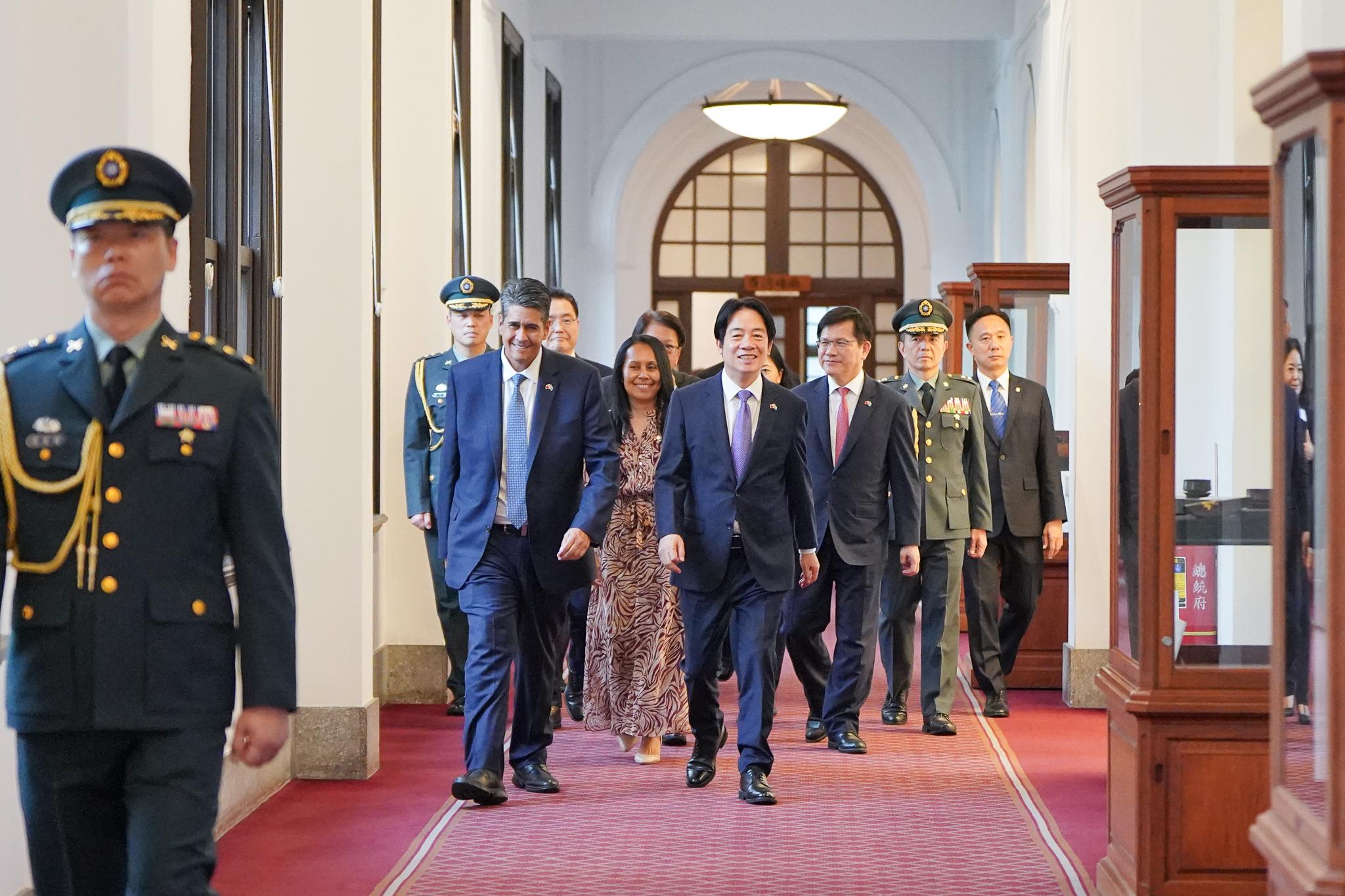 Taiwan President Lai Ching-te welcomed President Surangel S. Whipps Jr., First Lady Valerie Whipps, and a Palau delegation May 19-22. This is President Whipps&#039; first state visit following the inauguration of his second term, which took place in January. Whipps and his delegation were special guests at several ceremonies, including a military Honor Guard ceremony, a visit to the Presidential Palace and a state dinner. Photos courtesy Taiwan Government