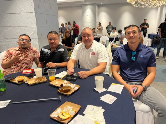(From left) Thomas Basa, consumer sales manager; Roderick Zandueta, sales representative; Guy Pudney, resident manager; and James Lee, manager, beverage and tobacco sales; all with Marianas Pacific Distributors Inc. 