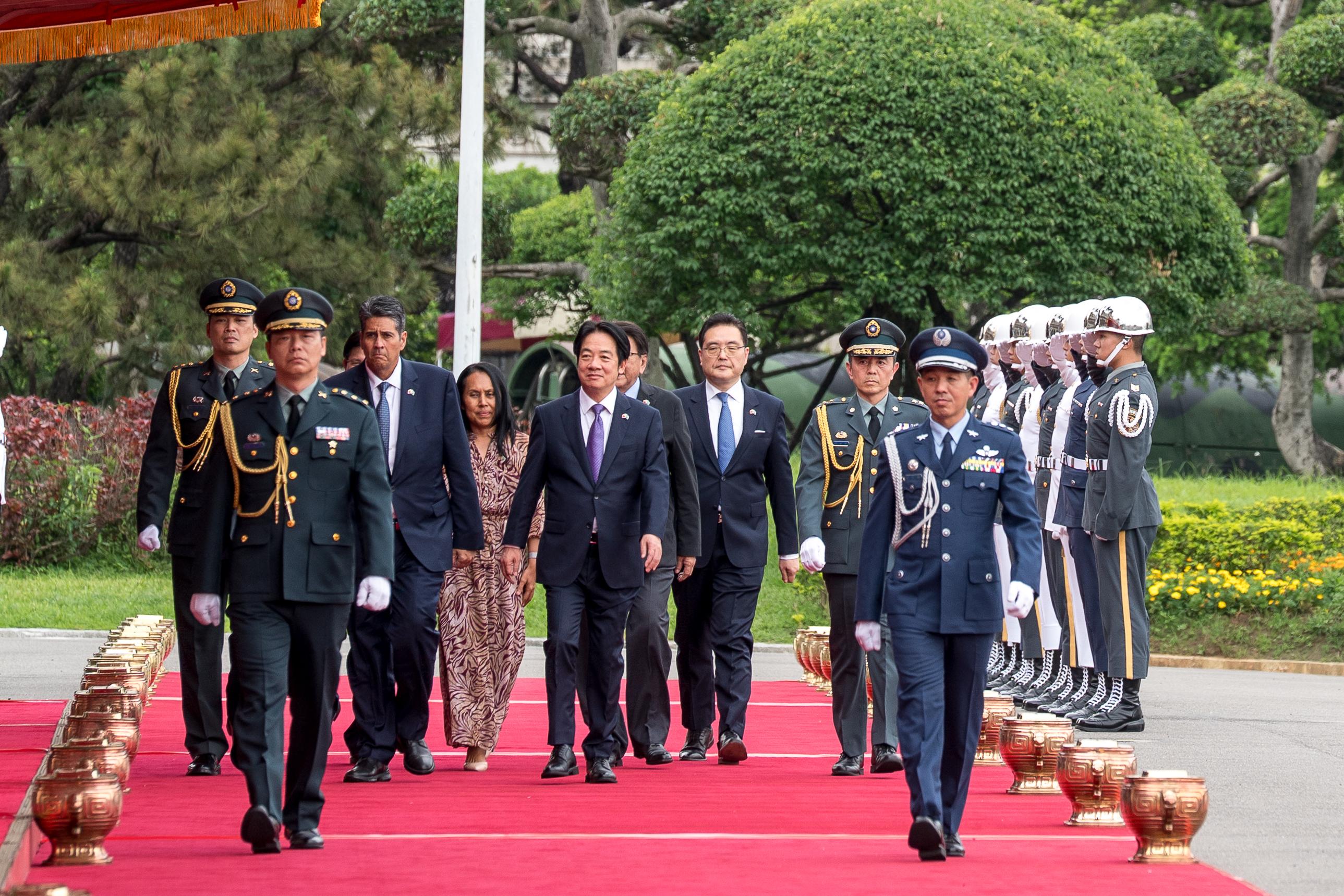 Taiwan President Lai Ching-te welcomed President Surangel S. Whipps Jr., First Lady Valerie Whipps, and a Palau delegation May 19-22. This is President Whipps&#039; first state visit following the inauguration of his second term, which took place in January. Whipps and his delegation were special guests at several ceremonies, including a military Honor Guard ceremony, a visit to the Presidential Palace and a state dinner. Photos courtesy Taiwan Government