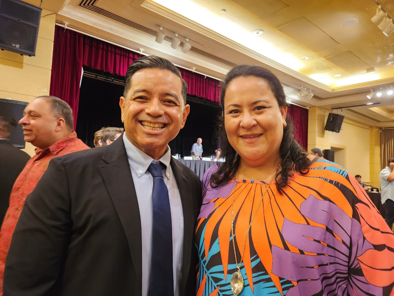 (From left) Frankie Eliptico, vice president for administration and advancement, Northern Marianas College; and Michelle Kramer, managing director for Pacific International Inc. (Guam). Photos by Maureen N. Maratita