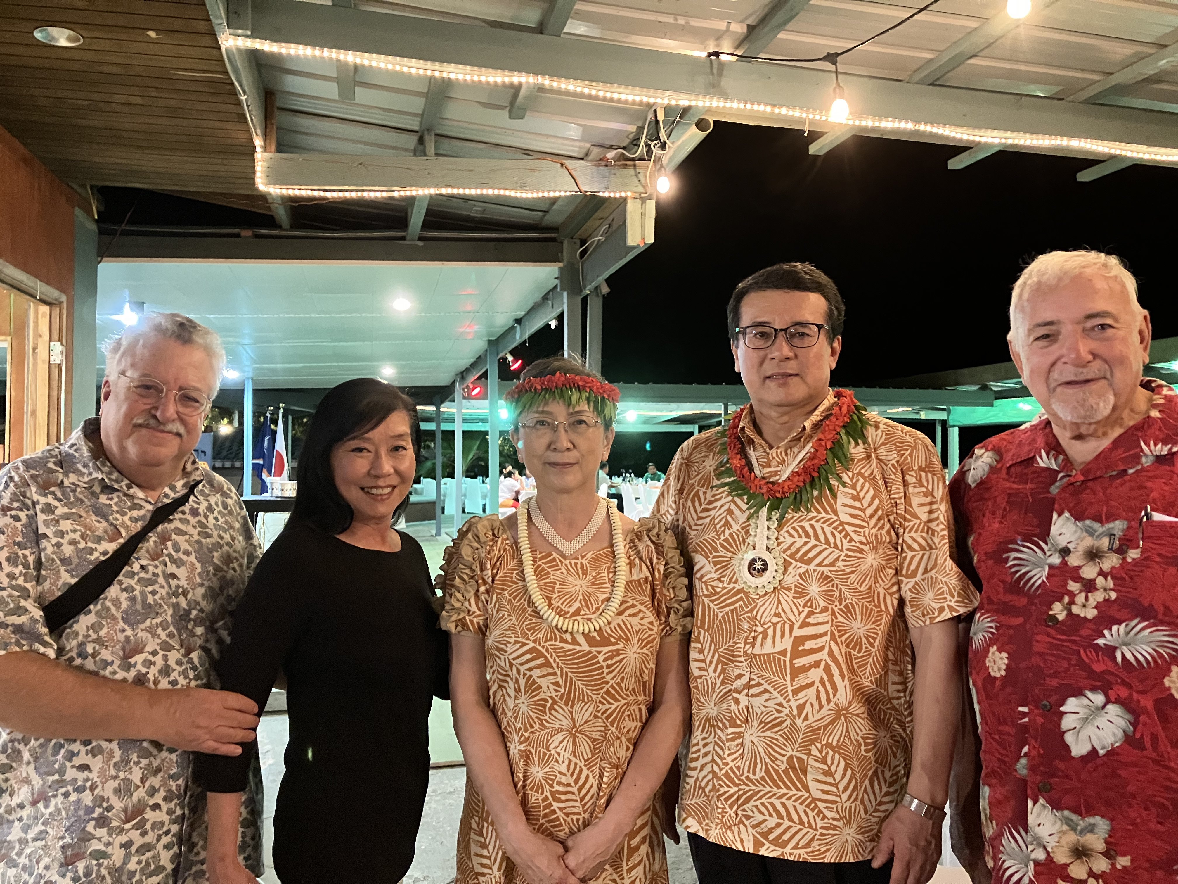 (From left), Robert J. Marks, president, Hagatna Bay Consulting LLC; Miki Yokozeki Marks, wife of Robert; Ambassador Tanaka Kazunari and Mrs. Hiromi Kazunari; and Joseph “Jerry” Kramer, CEO of Pacific International Inc.