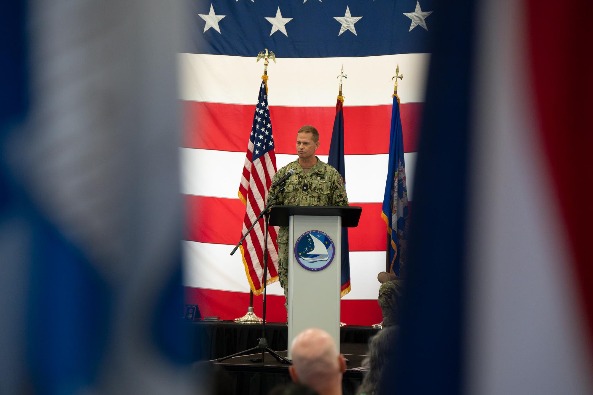 RDML Joshua Lasky, commander, Joint Task Force-Micronesia. Photo by Skyler Obispo