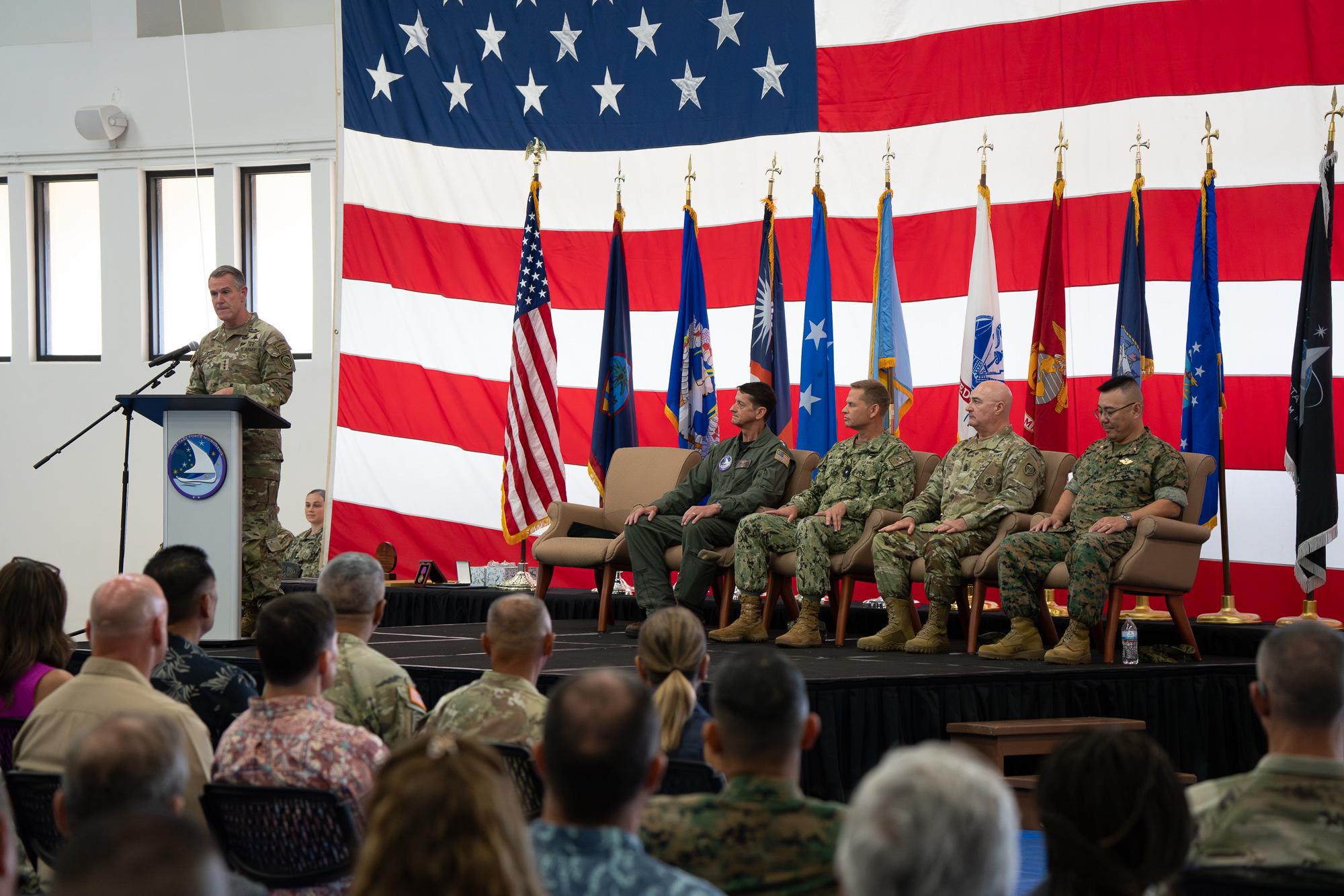 Lt.  Gen. Joshua Rudd, deputy commander of the U.S. Indo-Pacific Command was the guest speaker for the ceremony. Photo by Skyler Obispo 