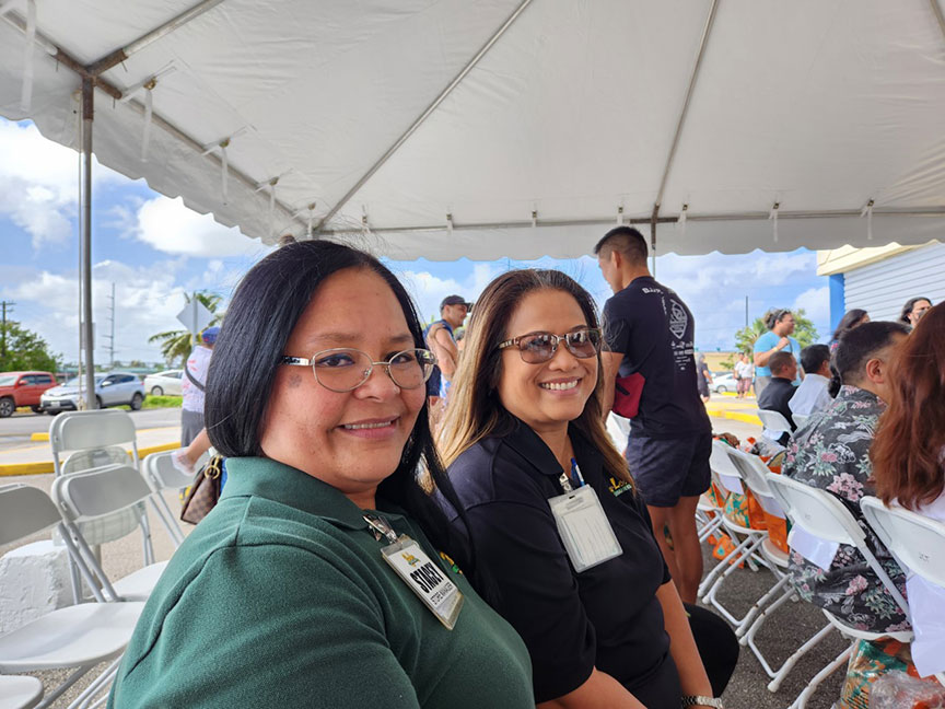 (From left) Stacey L. Quituga, Sumay store manager; and Pepita Contreras-Toves, store manger for the Micronesia Mall store.